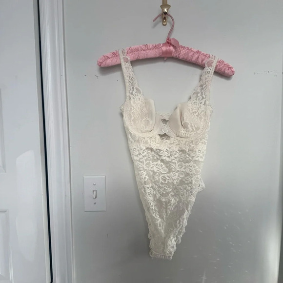 Elegant Vintage Lace Bodysuit in White Fairycore angelcore coquette dreamy 34B - Picture 2 of 8